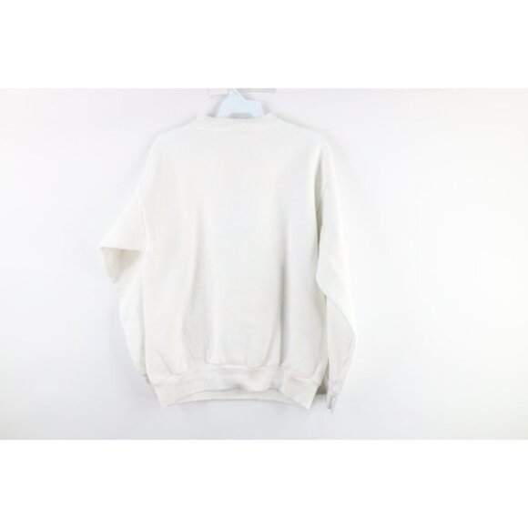 Vintage 90s Peanuts Womens Large Snoopy Brown Christmas Sweatshirt White USA - Picture 6 of 9